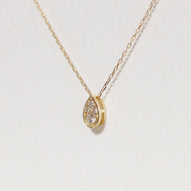 K18 0.06ct しずくダイヤモンドペンダント ネックレス 18金 ゴールド