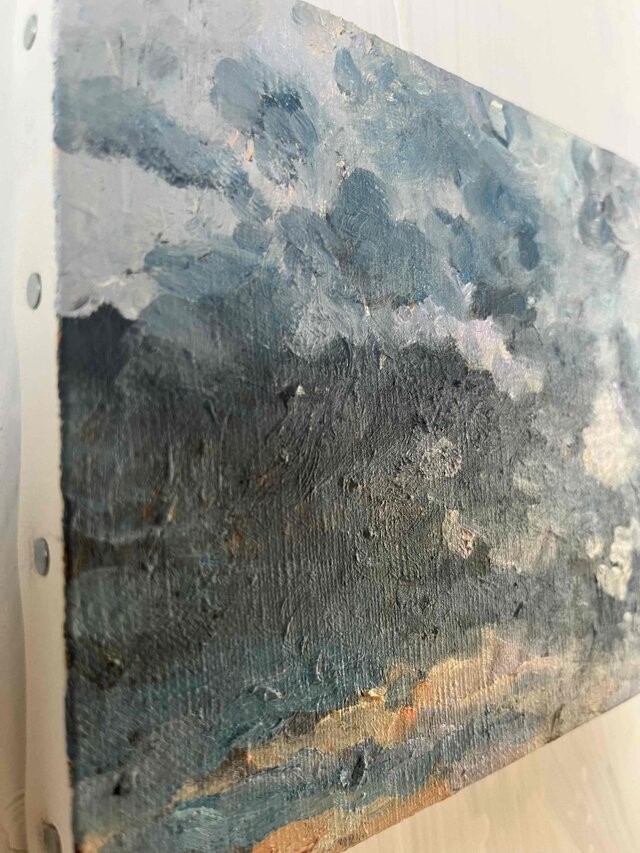 原画 油彩「朝空 20260710」絵画・サムホールサイズ （16×23㎝）アート