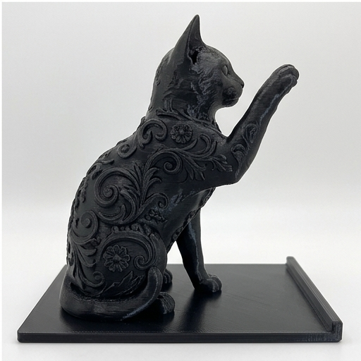 猫（オシキャット）のスマホスタンド 卓上 シルクブラック | iichi