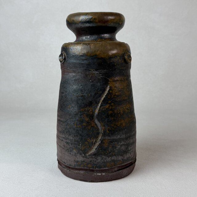 明治大正期 備前焼 仏花器 花瓶 花生 花入 華道具 茶道具 フラワーベース 0325 備前焼 花器 フラワーベース ビンテージ 野の花 茶趣 華道 茶花