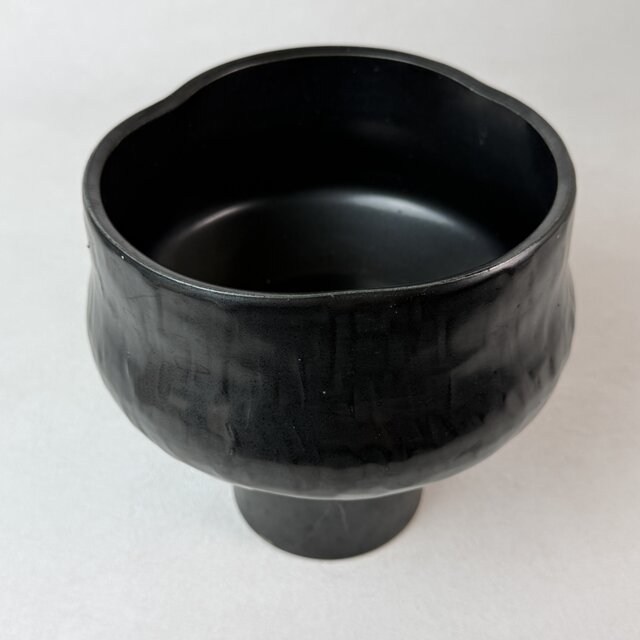 0012 黒釉高台花器 フラワーベース / 茶趣 茶花 華道 野の花 茶道