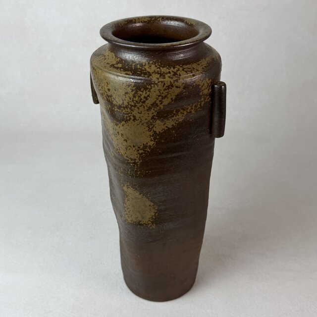 0016 備前焼 管耳付花入 陶峰 花器 日本六古窯 フラワーベース 華道