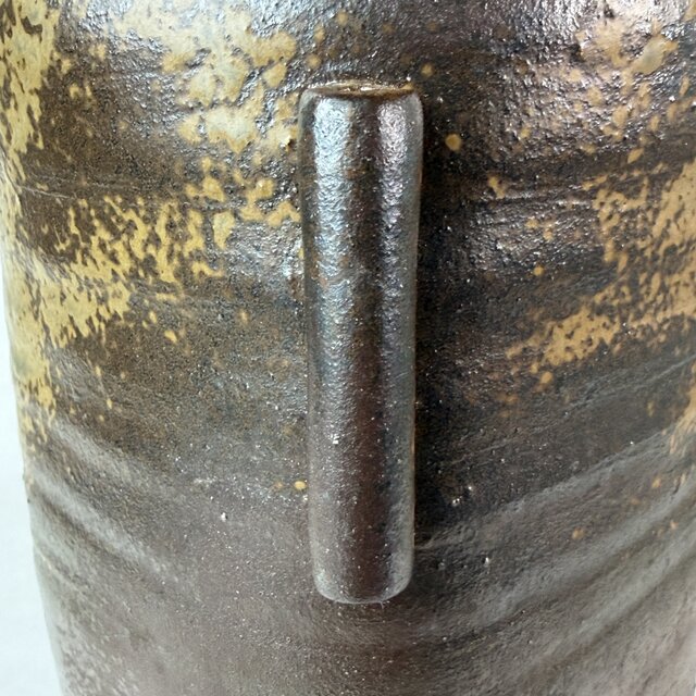 0016 備前焼 管耳付花入 陶峰 花器 日本六古窯 フラワーベース 華道