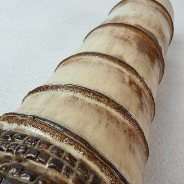 0326 備前焼 竹節花入 花器 末吉窯良香 日本六古窯 フラワーベース