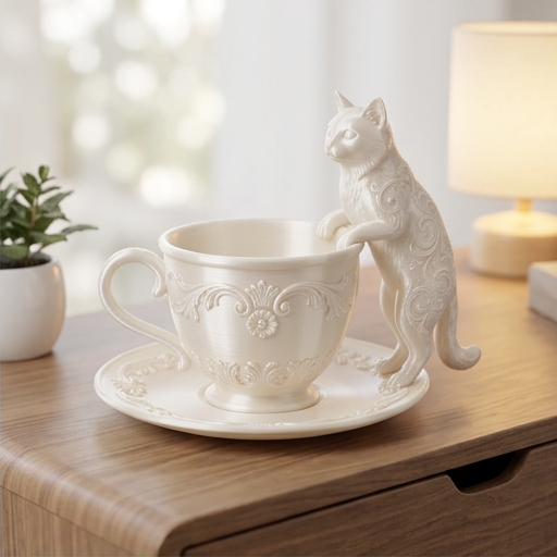 猫（バリニーズ）のアクセサリートレイ 小物入れ シルクホワイト