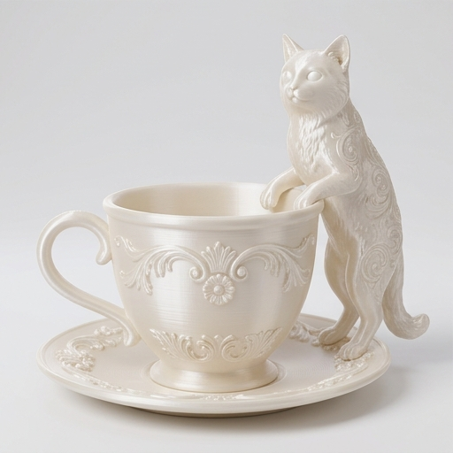 猫（バリニーズ）のアクセサリートレイ 小物入れ シルクホワイト