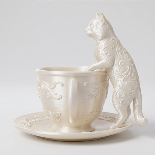 猫（バリニーズ）のアクセサリートレイ 小物入れ シルクホワイト