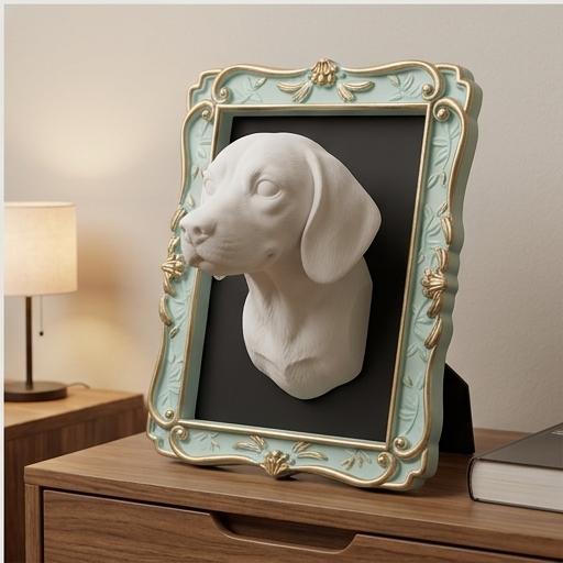犬（ビーグル）の壁掛けレリーフ 3Dプリント 白PLA インテリア | iichi