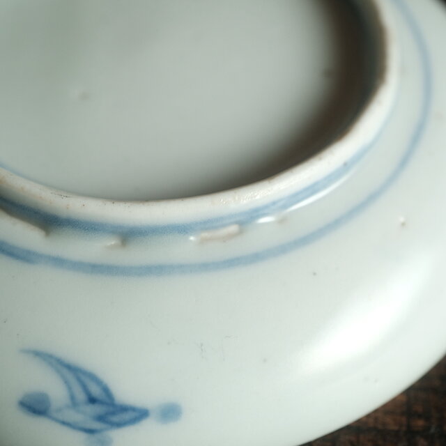赤で素敵◇伊万里 柘榴文錦手金彩小皿 青海波 骨董/antiques 古美術