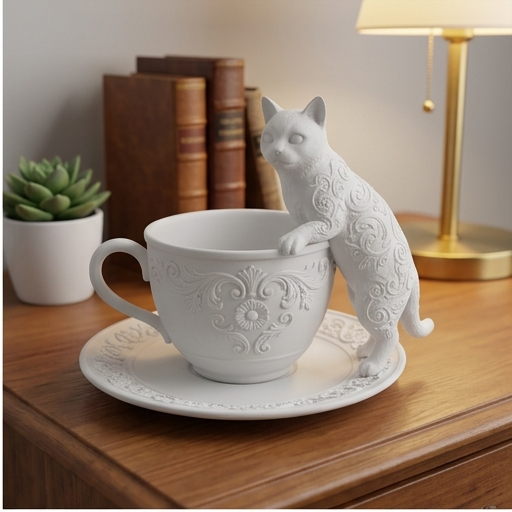 デコパージュ ꔛ‬ꕤ インテリア雑貨♡アクセサリートレイ♡小物入れ♡猫♡いちご 猫（マンチカン）のアクセサリートレイ 小物入れ マットホワイト