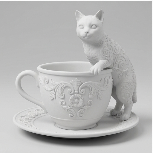 猫（マンチカン）のアクセサリートレイ 小物入れ マットホワイト