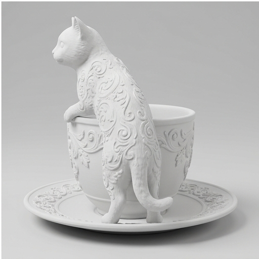 猫（マンチカン）のアクセサリートレイ 小物入れ マットホワイト