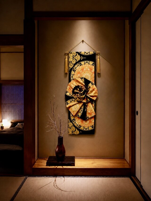 一点物】帯アート「華円」｜正絹 袋帯 インテリアアート 和モダン