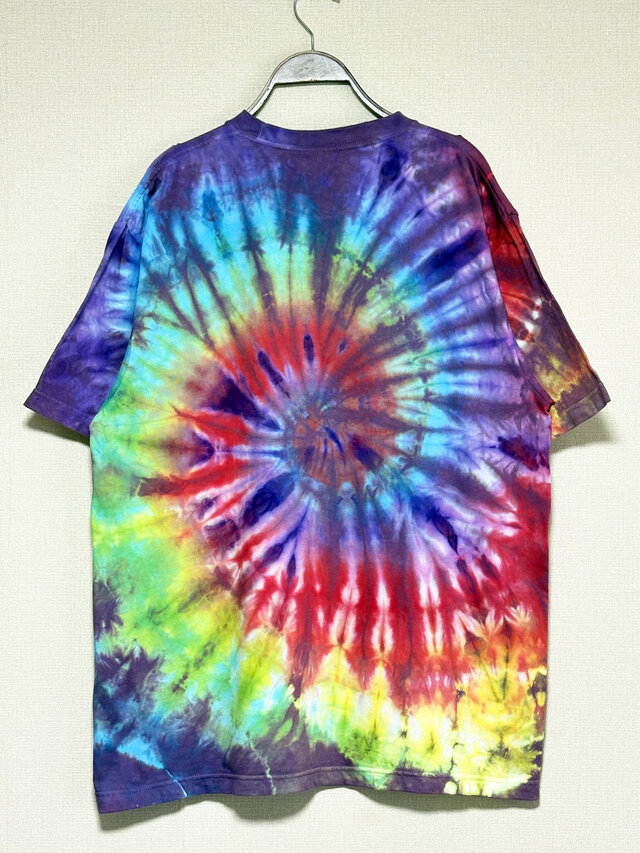 カラフル柄　裏毛 タイダイ Tシャツ XLサイズ カラフル スパイラル Hippies Dye HD26-34