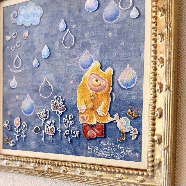 micao やわらかな雨 ジクレー 手彩色ジクレー版画・Rainy day is not so bad（額装） | iichi 日々の
