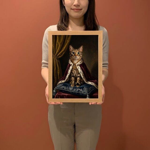 猫のルネサンス風肖像画 油絵風アートA4額装インテリア壁掛け | iichi