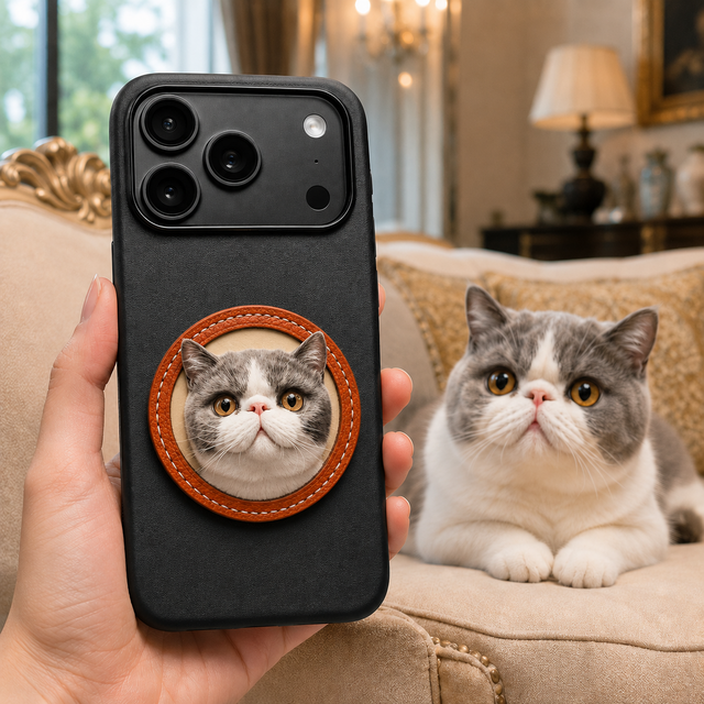 うちの子をいつもそばに｜本革ペット似顔絵スマホケース 犬・猫の記念