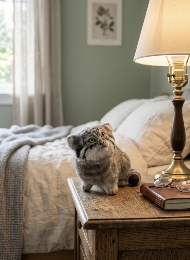 オーダーメイド⭐︎【一点もの】羊毛フェルト マヌルネコ 見上げる仔猫