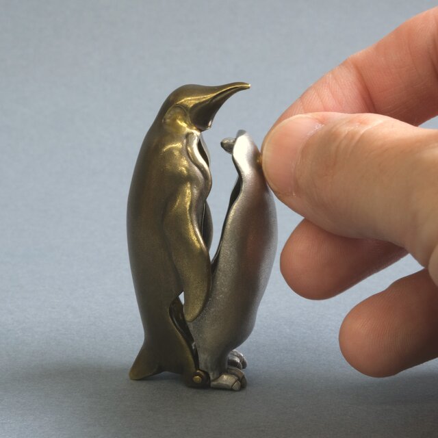 シルバー925．ペンギン置物( 未使用)No.カ186. エンペラーペンギン Silver & Brass | iichi 日々の暮らしを心地よく