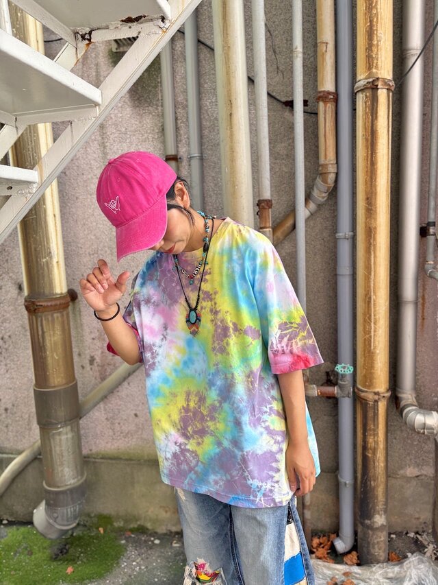タイダイビッグシルエット Tシャツ Lサイズ カラフル ムラ染め Hippies