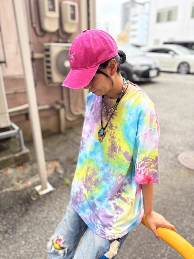 タイダイビッグシルエット Tシャツ Lサイズ カラフル ムラ染め Hippies