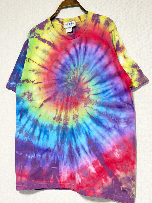 カラフルタイダイ タイダイ Tシャツ Lサイズ カラフル スパイラル Hippies Dye HD26-40