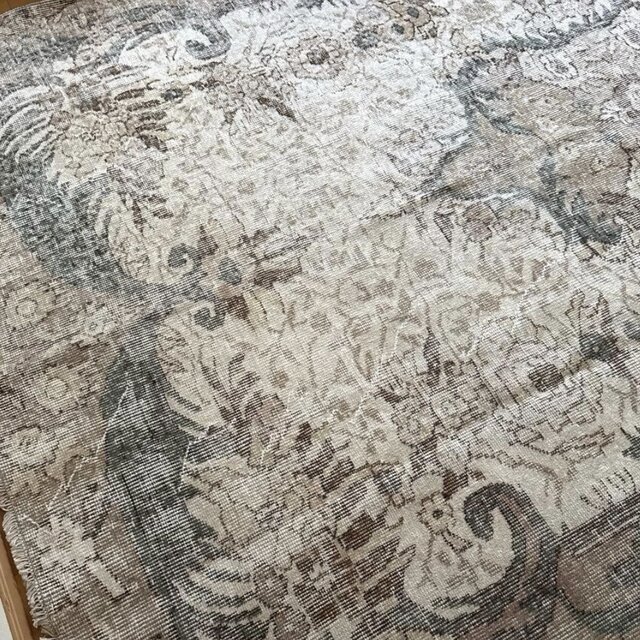 超大判 レア172×270アイボリー×グレージュカーキ トルコヴィンテージ