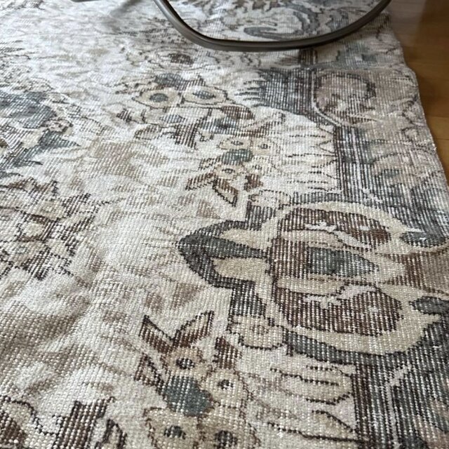 超大判 レア172×270アイボリー×グレージュカーキ トルコヴィンテージ