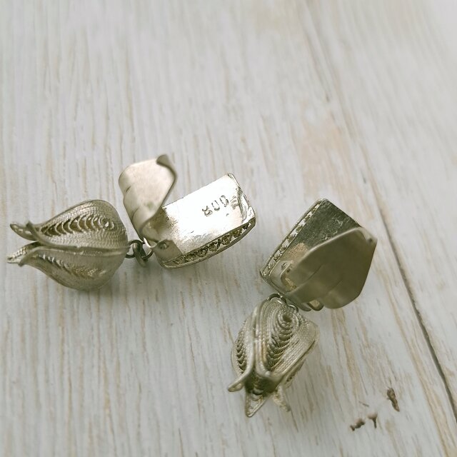 silver800》 filigree tulip dangle シルバー800 ヴィンテージ