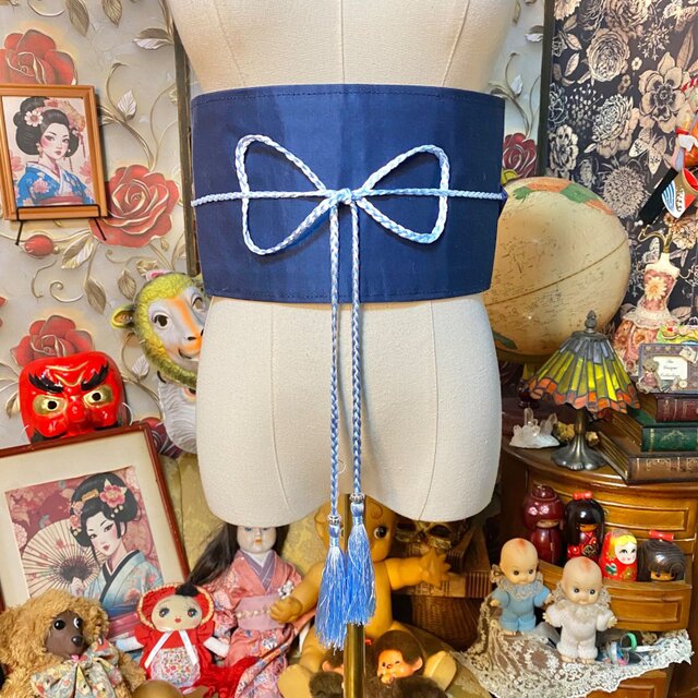 名古屋帯 リメイク サッシュベルト 飾り帯 和洋折衷 L〜LL対応 深みの
