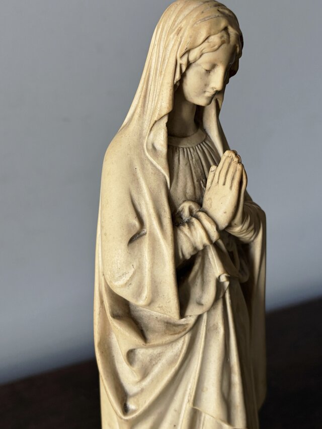 無原罪 聖母 マリア像 石膏 立像 32cm フランス アンティークフランス
