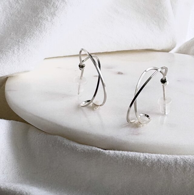 silver925 Cross hoop フープピアス | iichi 日々の暮らしを心地よく