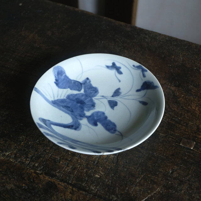 明治　伊万里焼 染錦 花蝶文 輪花皿 骨董品 アンティーク 和食器5皿セット 伊万里焼 花と蝶々◇花蝶文染付中皿 骨董器 antiques アンティーク和