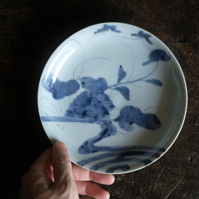 皿■角福 魚紋染付 唐草 蝶 花弁型 古伊万里 古美術 時代物 骨董品■ 伊万里焼 花と蝶々◇花蝶文染付中皿 骨董器 antiques アンティーク和