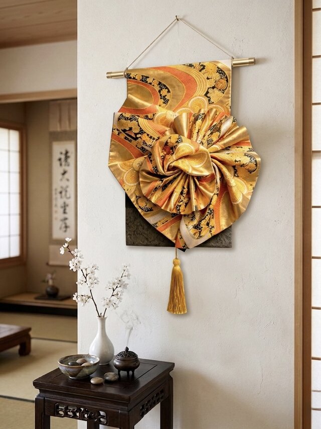 一点物】宝尽くし帯アート｜高級和風インテリア・正絹壁掛け | iichi