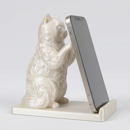 猫（ヒマラヤン）のスマホスタンド 卓上 シルクホワイト | iichi 日々