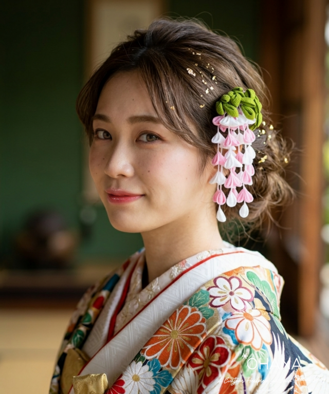 あんみさま専用 七五三髪飾りセット ライラック色×薄藤色 7-19 つまみ細工】しだれ藤の髪飾り（サクラ／ライラック）成人式 卒業式