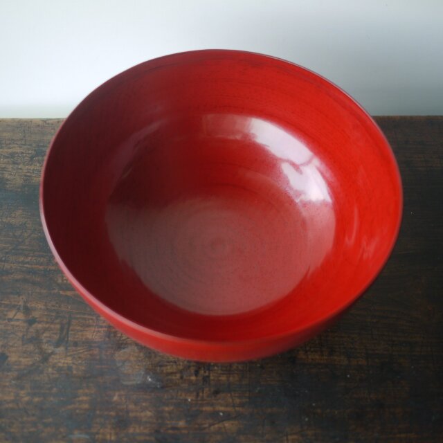 角偉三郎 朱塗大椀 22㎝ 五つ星 能登輪島漆器 盛鉢 菓子椀 サラダ