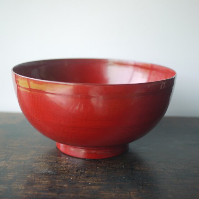 角偉三郎 朱塗大椀 22㎝ 五つ星 能登輪島漆器 盛鉢 菓子椀 サラダ