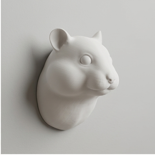 ファンシーハムスターの壁掛けレリーフ 3Dプリント 白PLA インテリア