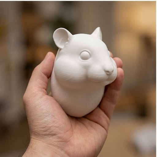 ファンシーハムスターの壁掛けレリーフ 3Dプリント 白PLA インテリア