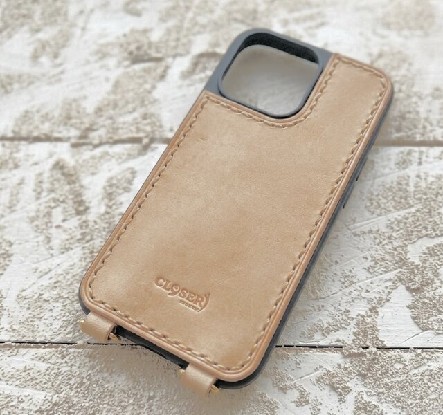 iphone バックレザーケース ショルダー Dカン付き ナチュラル | iichi