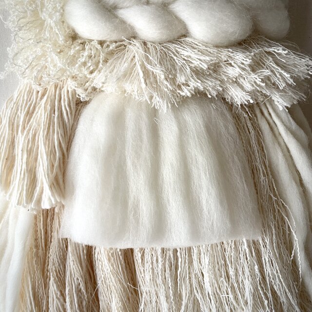 一点もの】流木 ウィービング タペストリー 『みるく色のたぺすとり
