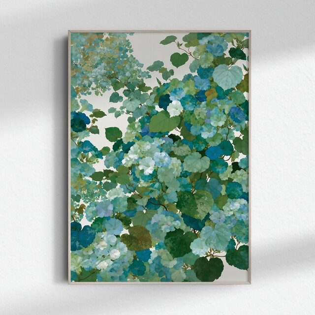 初夏に溶け込む朝顔 タイプA 】ボタニカルアート 植物画 水彩画 絵画