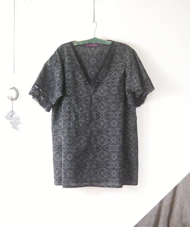 展示品 夏大島 レース合わせのチュニック 着物リメイク | iichi 日々の