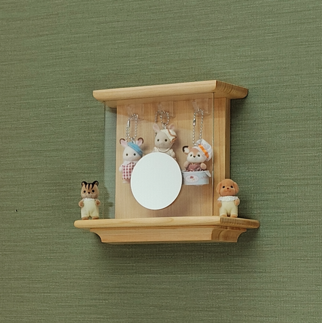 [超精巧]神社境内ストラクチャー＆鎮守の森セット（1/150サイズ完成品） セルフコーチング神棚 守りの鏡 】 三社宮神棚（三河檜＋オスモクリア