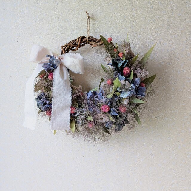 スモークツリーと紫陽花のハーフリース（爽やかサマー） | iichi 日々