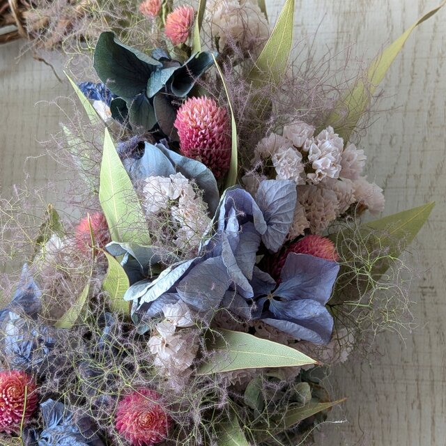 スモークツリーと紫陽花のハーフリース（爽やかサマー） | iichi 日々