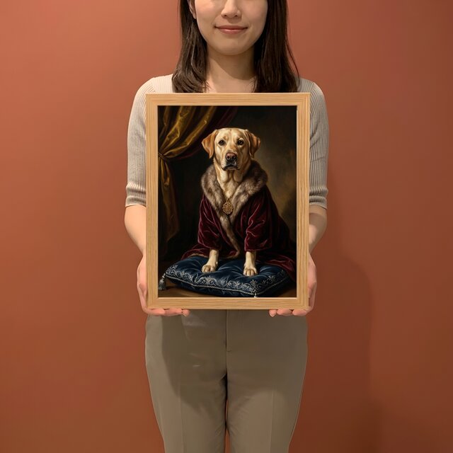 犬（ラブラドールレトリバー）のルネサンス風肖像画 A4額装インテリア