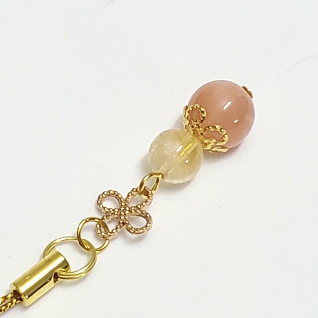 サンストーン&シトリン＊天然石＊ストラップ＊キーホルダー＊チャーム
